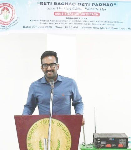 DC Kohima, Shanavas C IAS at the launching programme of ‘Beti Bachao Beti Padhao’ at New Market, Panchayat Hall on June 30. (DIPR Photo)